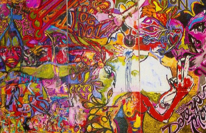 NAKEDMIND. 6x9ft., ACRYLIC. MY LIFE SO FAR ON CANVAS.